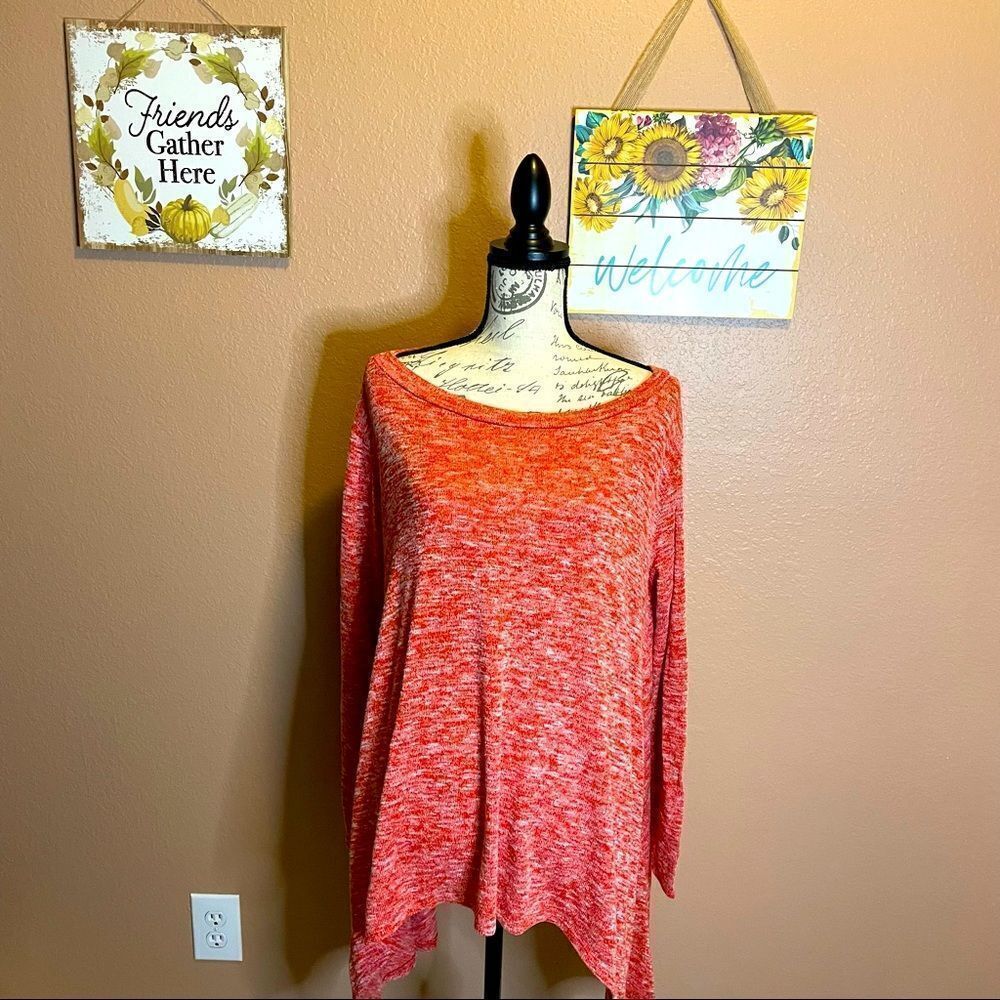 Luxe red and white tunic sweater